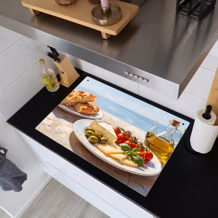 Eten - Middellandse Zee - Natuur - Geschilderd Inductie beschemer met haakjes klein -sfeer1
