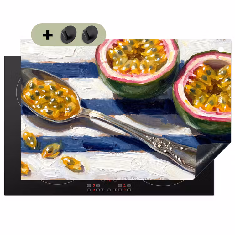 Eten - Passievrucht - Tropisch - Modern - Kleurrijk Inductie beschemer met haakjes klein -3d