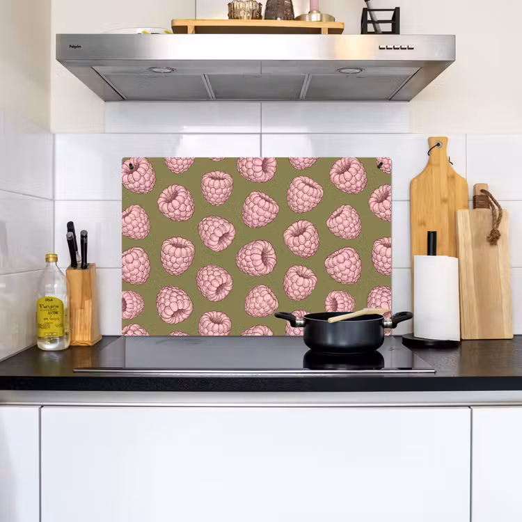 Eten - Patroon - Illustratie - Roze - Groen Inductie beschemer met haakjes klein -sfeer2