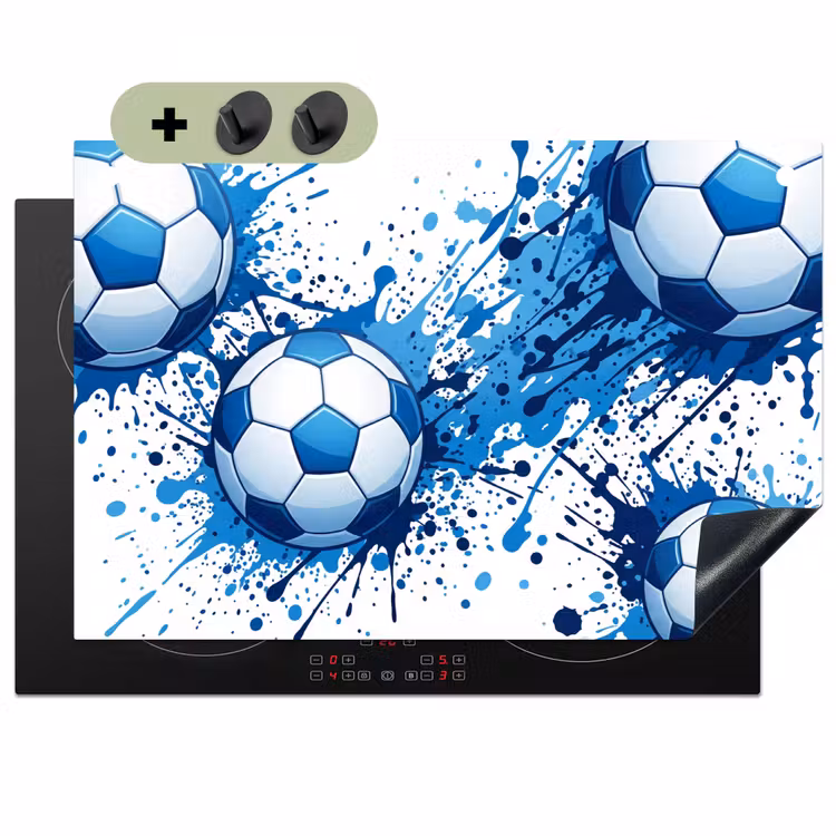 Voetballen - Verf - Sport - Blauw Inductie beschemer met haakjes klein -3d