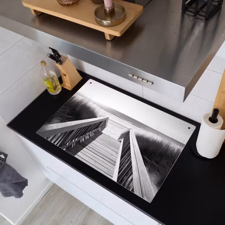 Loopbrug - Hout - Strand - Zee Inductie beschemer met haakjes klein -sfeer1