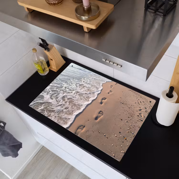 Voetstappen - Vloedlijn - Zee Inductie beschemer met haakjes klein -sfeer1