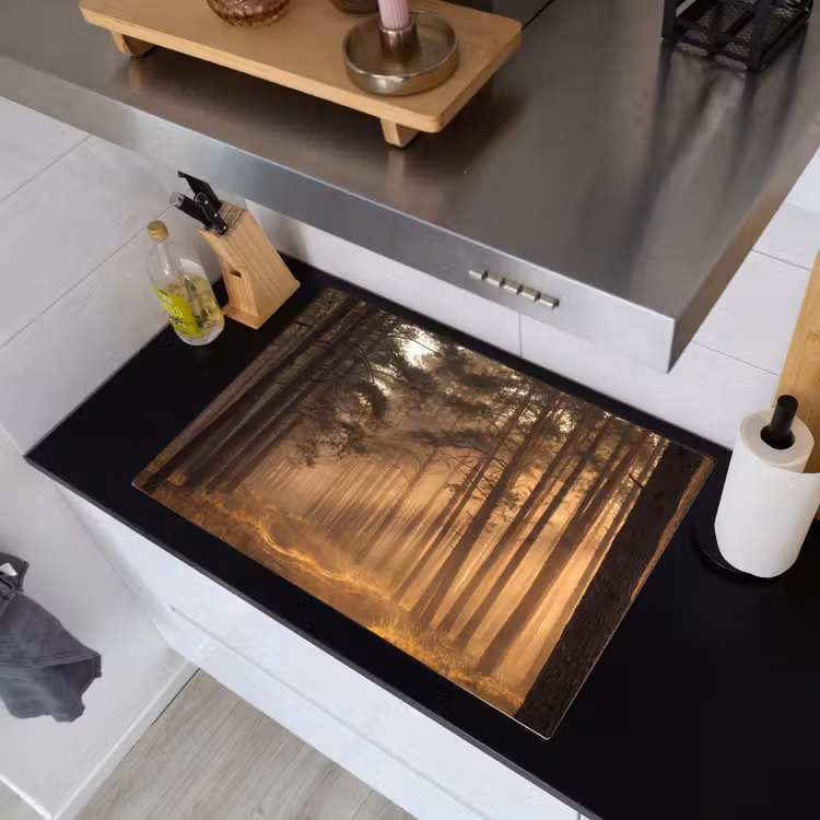 Bos - Mist - Zonlicht Inductie beschemer met haakjes klein -sfeer1