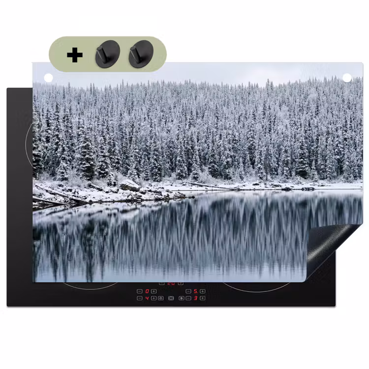 Bos - Reflectie - Meer - Winter - Serene Inductie beschemer met haakjes klein -3d