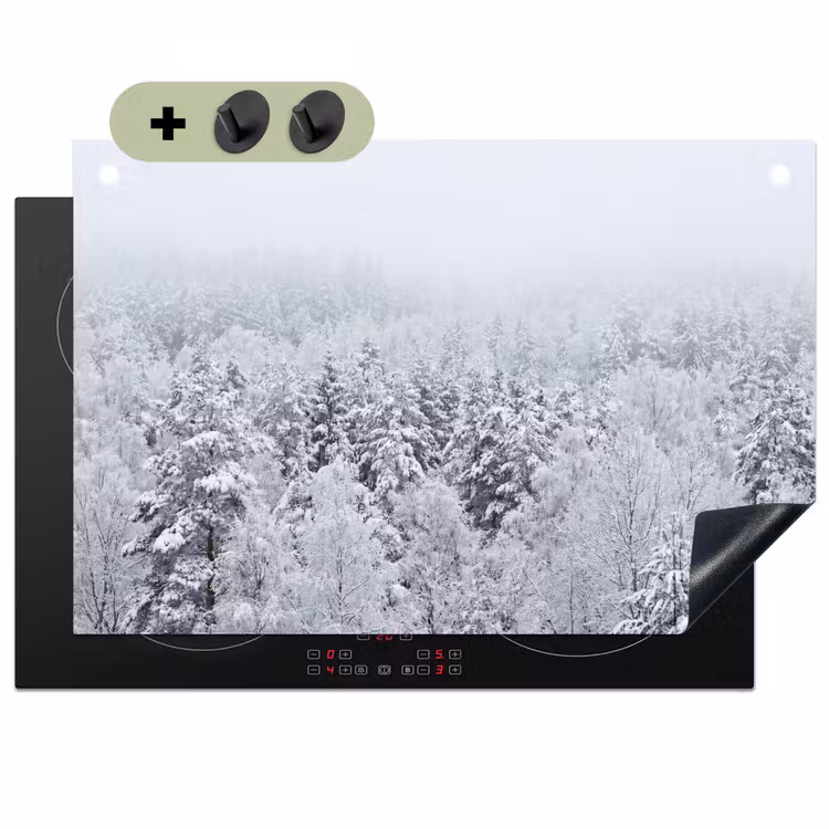 Bos - Sneeuw - Winter - Natuur - Wit Inductie beschemer met haakjes klein -3d