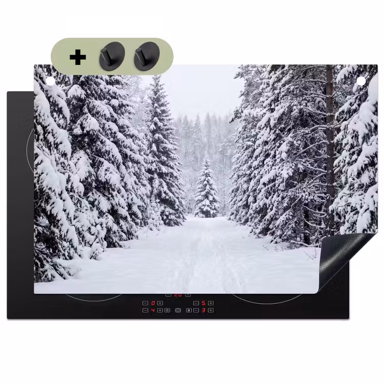 Bos - Winter - Sneeuw - Pad - Natuur Inductie beschemer met haakjes klein -3d