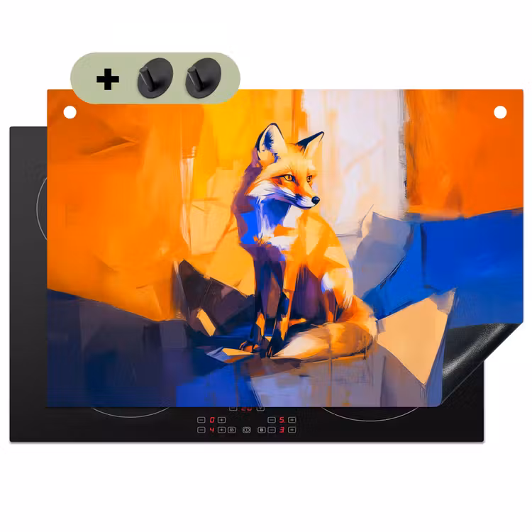 Vos - Oranje - Vormen - Abstract Inductie beschemer met haakjes klein -3d