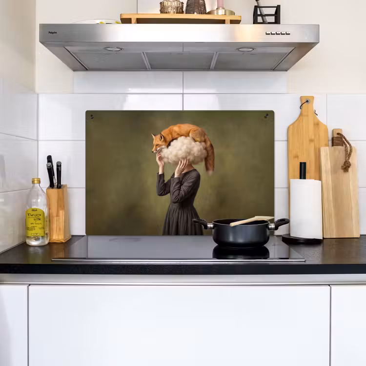 Vos - Surrealistisch - Groen Inductie beschemer met haakjes klein -sfeer2