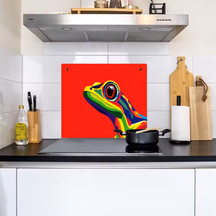 Kikker - Kleurrijk - Strepen - Ogen Inductie beschemer met haakjes middel -sfeer2