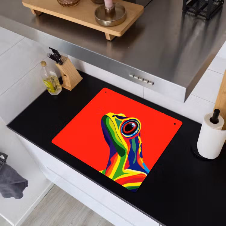 Kikker - Kleurrijk - Strepen - Ogen Inductie beschemer met haakjes middel -sfeer1
