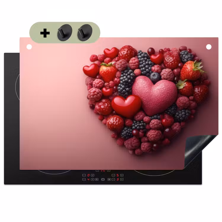 Fruit - Hartjes - Aardbeien - Frambozen - Bosbessen Inductie beschemer met haakjes klein -3d