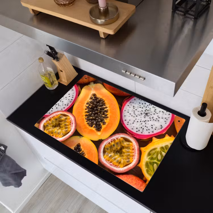 Fruit - Geopend - Tropisch - Eten - Kleurrijk Inductie beschemer met haakjes klein -sfeer1