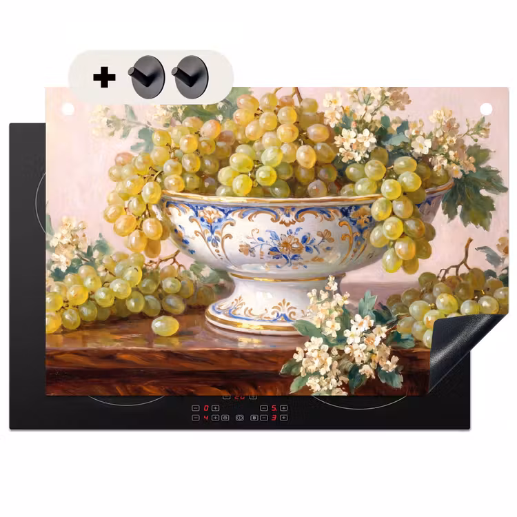 Induction Hob Cover & Splashback (2-in-1) - Fruit - Still Life - Classic - Fruit - Stilleven - Klassiek Inductie beschemer met haakjes klein