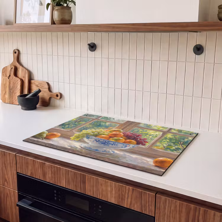 Induction Hob Cover & Splashback (2-in-1) - Fruit - Windowsill - Nature - Fruit - Vensterbank - Natuur Inductie beschemer met haakjes klein