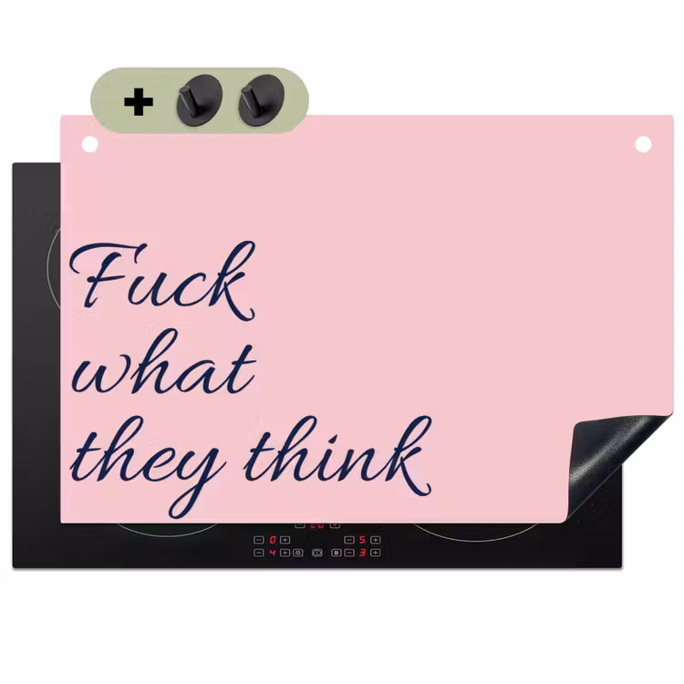 Fuck what they think - Roze - Minimalistisch Inductie beschemer met haakjes klein -3d
