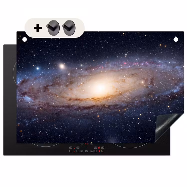 Induction Hob Cover & Splashback (2-in-1) - Galaxy - Space - Cosmos - Sterrenstelsel - Ruimte - Kosmos Inductie beschemer met haakjes klein