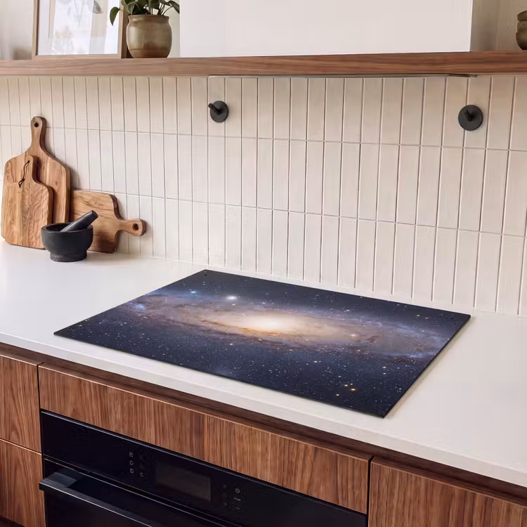 Induction Hob Cover & Splashback (2-in-1) - Galaxy - Space - Cosmos - Sterrenstelsel - Ruimte - Kosmos Inductie beschemer met haakjes klein