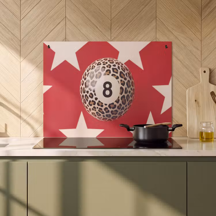 Spel - Dierenprint - Nummer 8 - Modern - Rood Inductie beschemer met haakjes klein -sfeer2