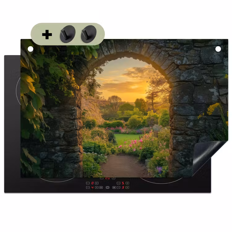 Poort - Planten - Zonsondergang Inductie beschemer met haakjes klein -3d