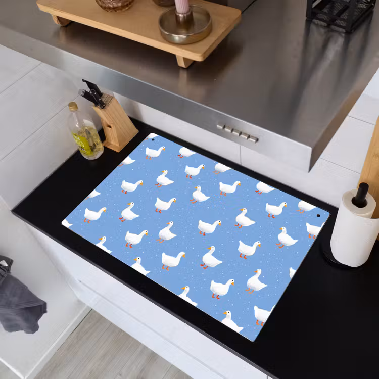 Ganzen - Elegant - Blauw Inductie beschemer met haakjes klein 777 -sfeer1