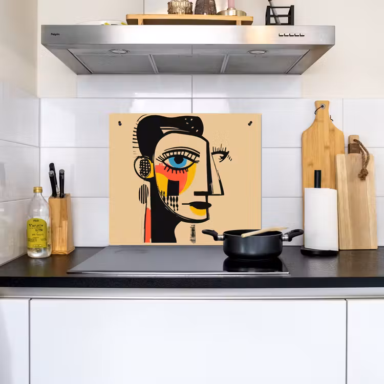 Geometrisch - Felle kleuren - Kubistische stijl Inductie beschemer met haakjes middel -sfeer2