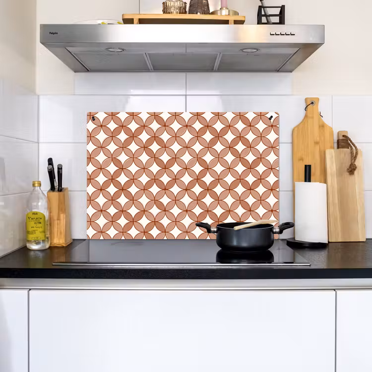 Geometrisch - Cirkels - Modern - Terracotta Inductie beschemer met haakjes klein 777 -sfeer2
