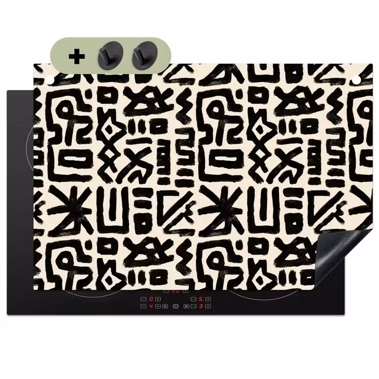 Geometrisch - Figuren - Zwart Inductie beschemer met haakjes klein 777 -3d