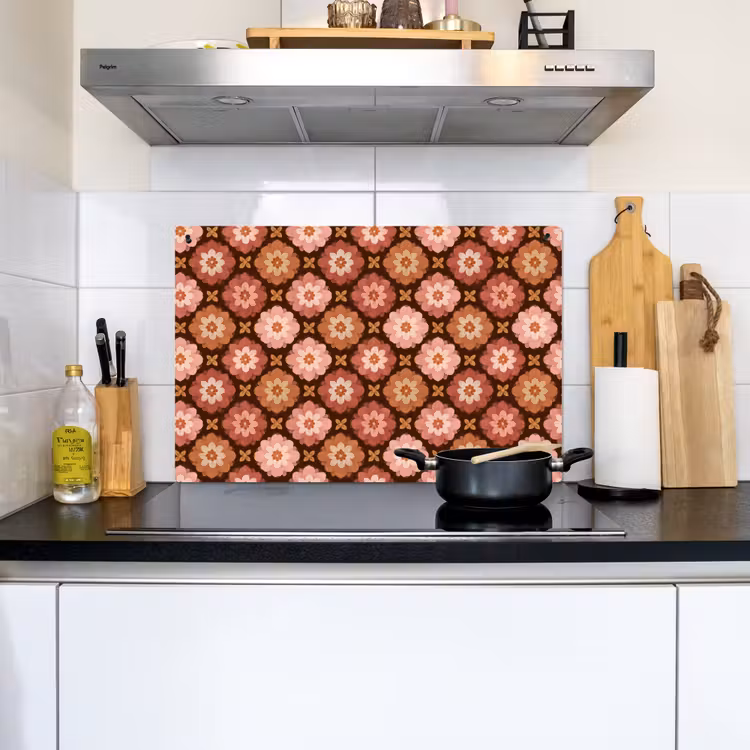 Geometrisch - Bloemen - Kleurrijk Inductie beschemer met haakjes klein 777 -sfeer2