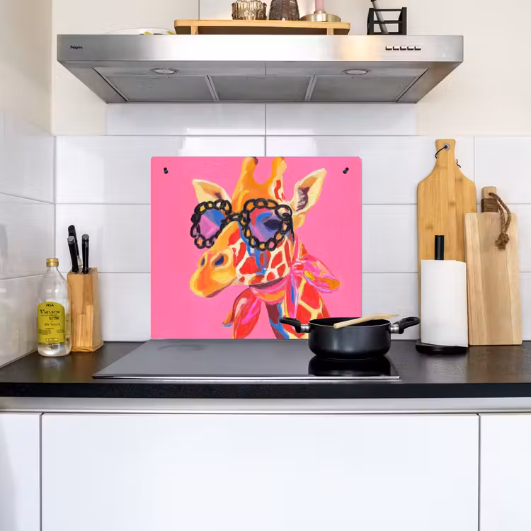 Giraf - Roze - Bril - Sjaal Inductie beschemer met haakjes middel -sfeer2