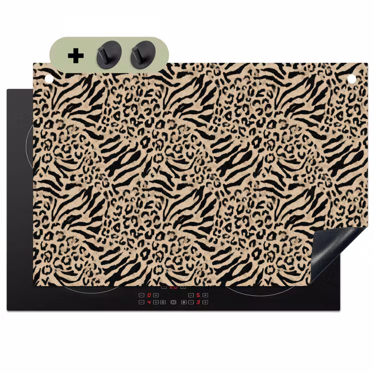 Giraf - Zebra - Motief - Bruin Inductie beschemer met haakjes klein 777 -3d