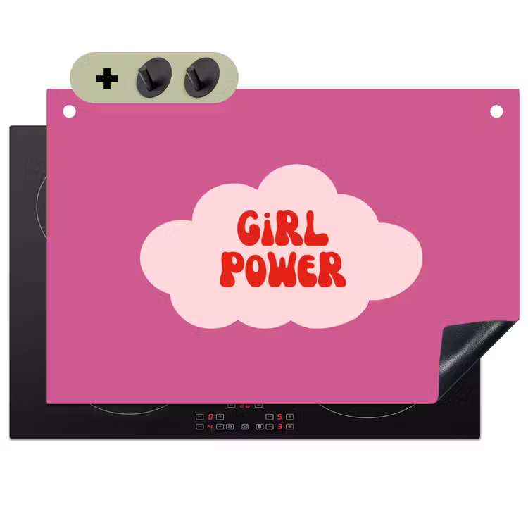Girl power - Wolk - Roze Inductie beschemer met haakjes klein -3d