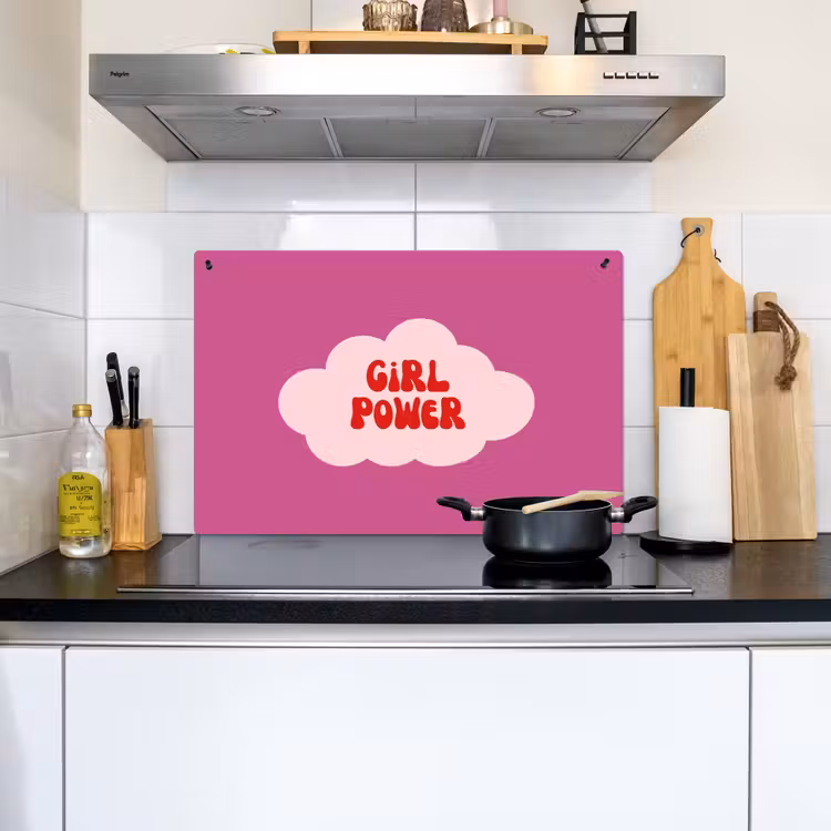 Girl power - Wolk - Roze Inductie beschemer met haakjes klein -sfeer2