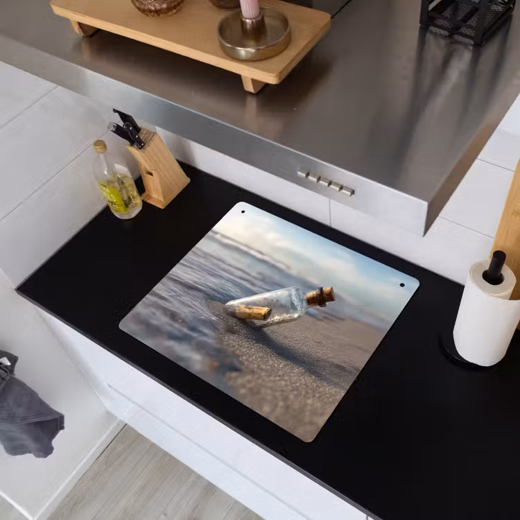 Glazenfles - Post - Zee - Zand Inductie beschemer met haakjes middel -sfeer1