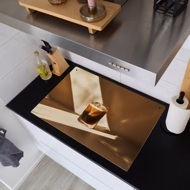 Glas - Ijskoffie - Schaduw - Bruin Inductie beschemer met haakjes klein -sfeer1