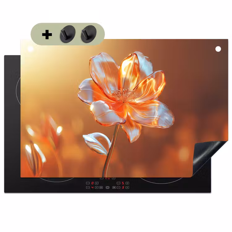 Glazen - Bloem - Zonlicht Inductie beschemer met haakjes klein -3d