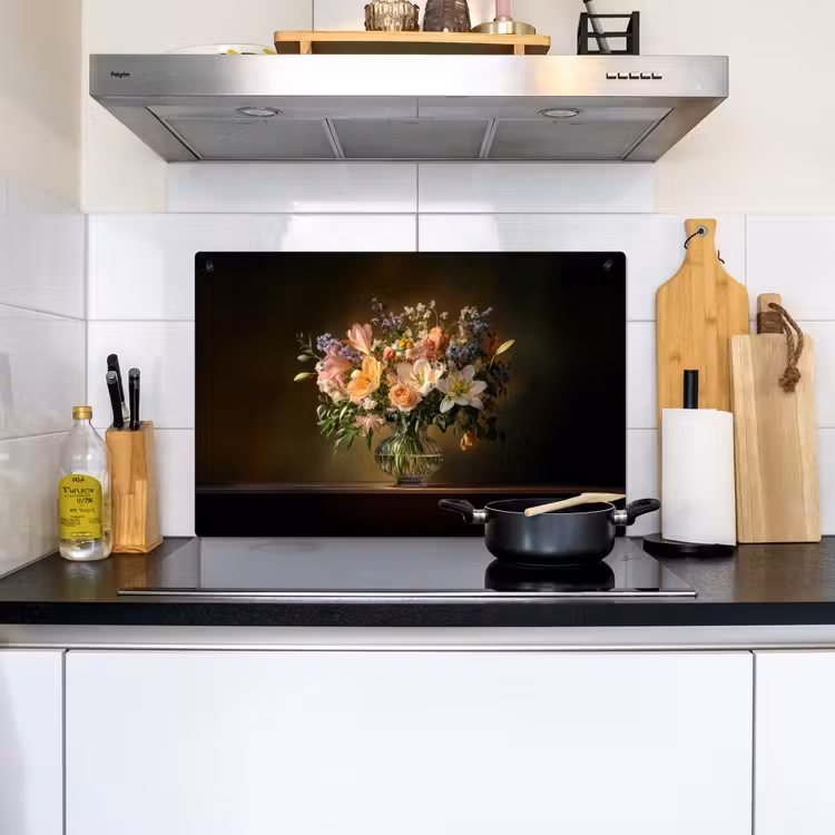 Glazen - Bloemen - Boeket - Kleuren Inductie beschemer met haakjes klein -sfeer2