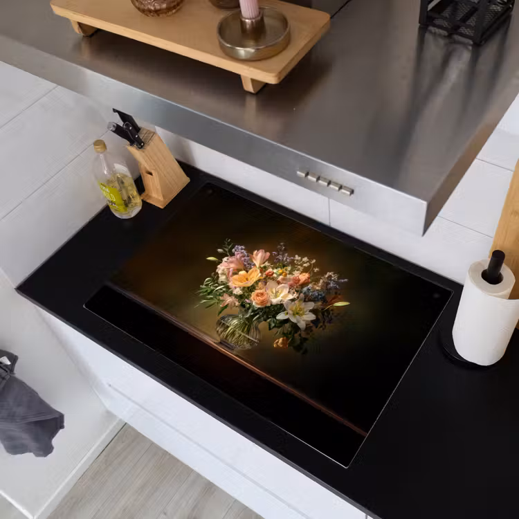 Glazen - Bloemen - Boeket - Kleuren Inductie beschemer met haakjes klein -sfeer1