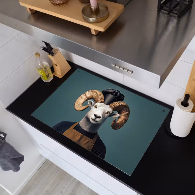 Geit - Hoorns - Kokskleding Inductie beschemer met haakjes klein -sfeer1