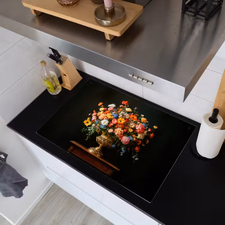 Goud - Bloemen - Kleuren - Vaas Inductie beschemer met haakjes klein -sfeer1