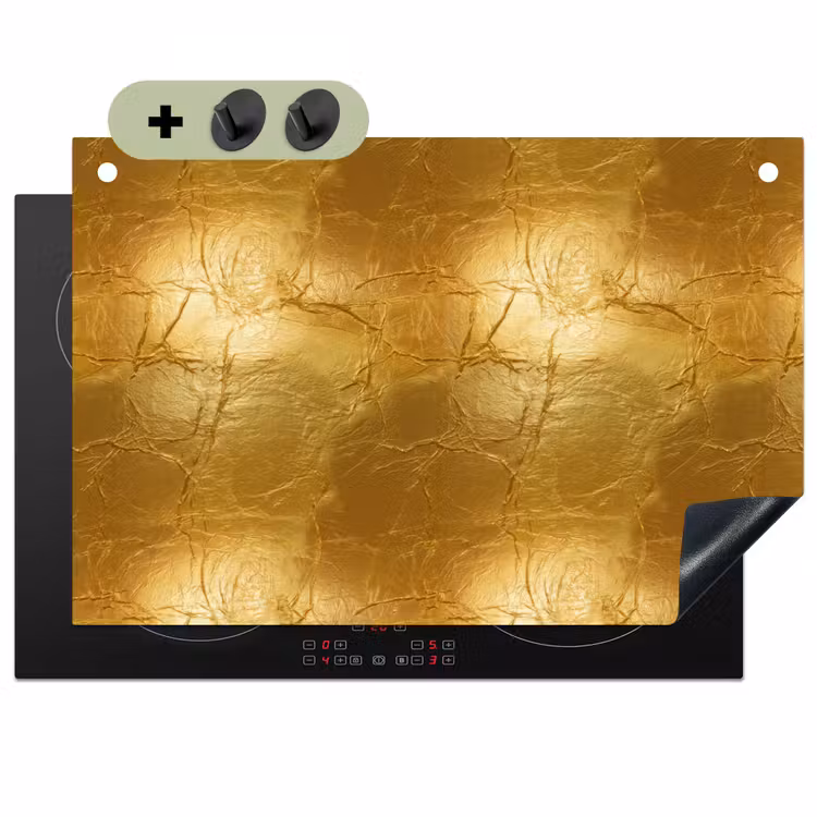 Bladgoud - Vintage - Textuur - Warm Goud Inductie beschemer met haakjes klein 777 -3d