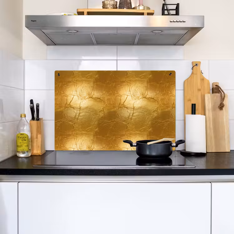 Bladgoud - Vintage - Textuur - Warm Goud Inductie beschemer met haakjes klein 777 -sfeer2