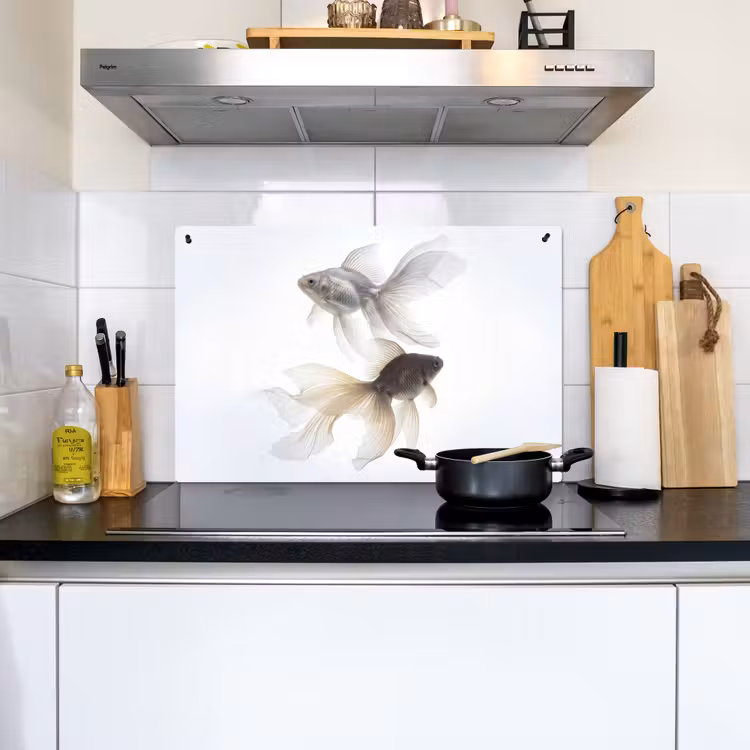 Goudvissen - Modern - Wit Inductie beschemer met haakjes klein -sfeer2