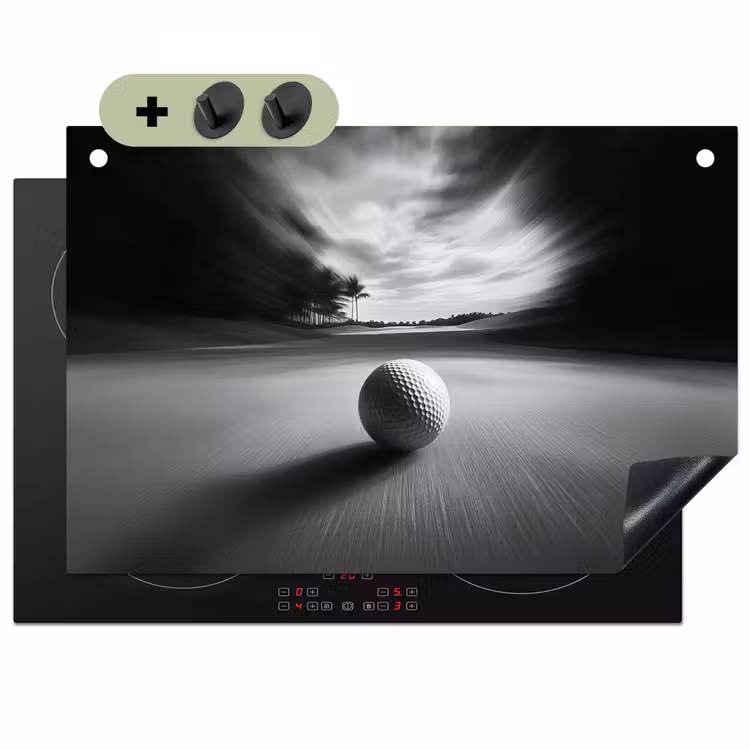 Golfbal - Wazig - Zwart Inductie beschemer met haakjes klein -3d