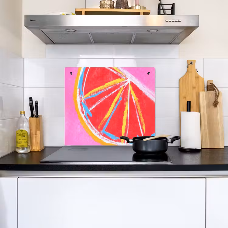 Grapefruit - Geschilderd - Roze - Strepen Inductie beschemer met haakjes middel -sfeer2