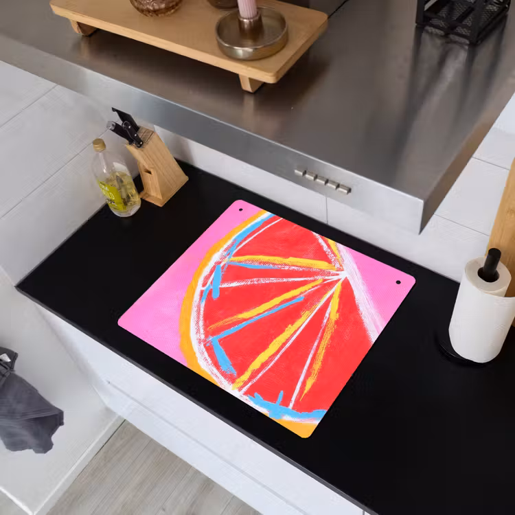 Grapefruit - Geschilderd - Roze - Strepen Inductie beschemer met haakjes middel -sfeer1