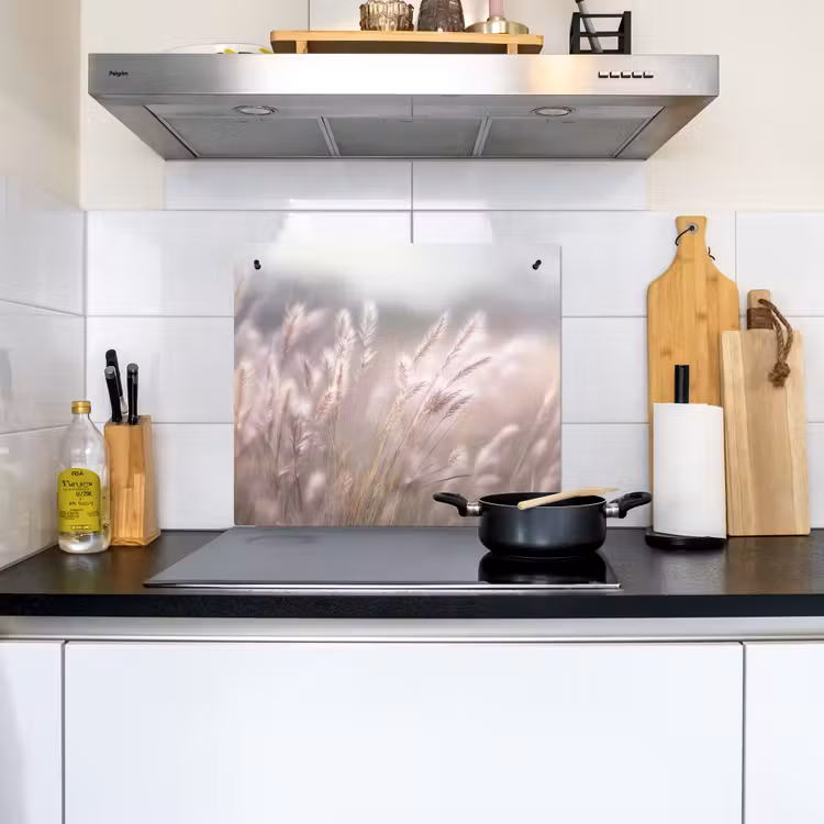 Graspluimen - Wind - Beige - Mistig Inductie beschemer met haakjes middel -sfeer2