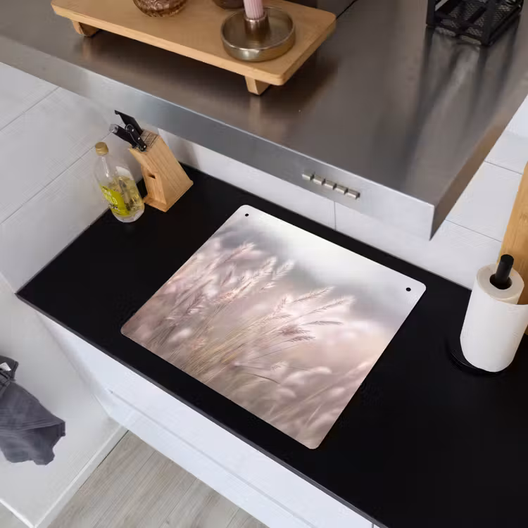 Graspluimen - Wind - Beige - Mistig Inductie beschemer met haakjes middel -sfeer1