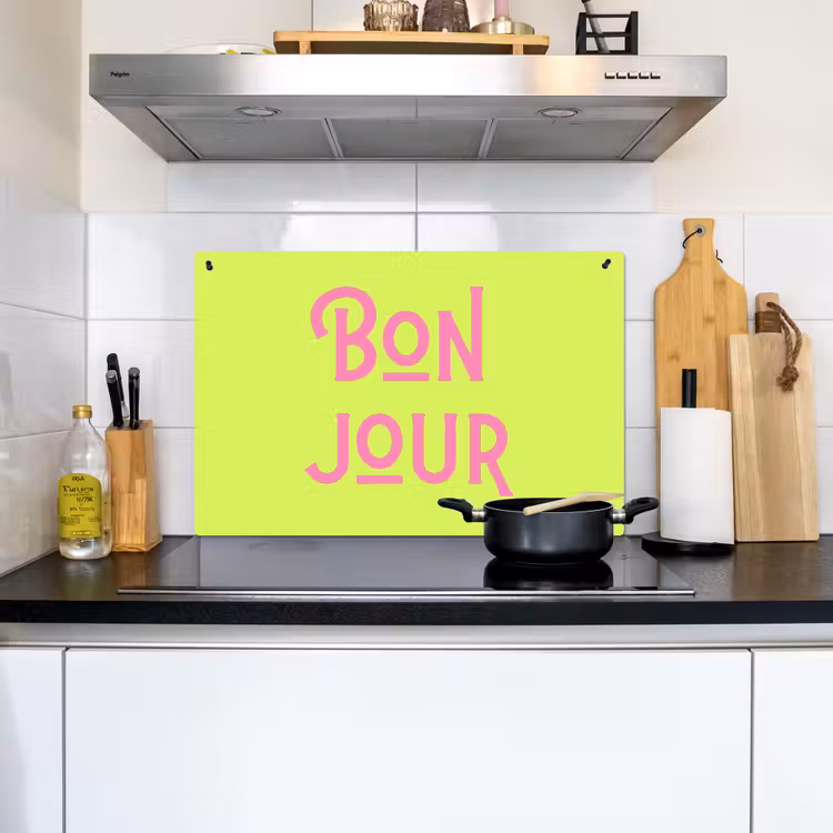Groen - Roze bonjour - art-deco Inductie beschemer met haakjes klein -sfeer2