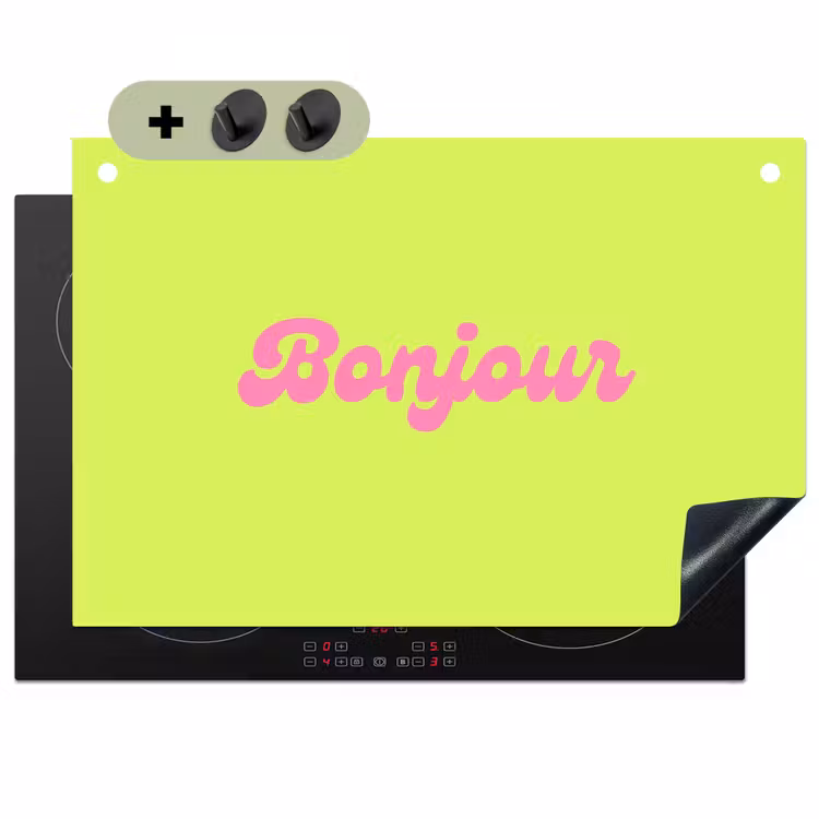Groen - Roze bonjour - Retro Inductie beschemer met haakjes klein -3d