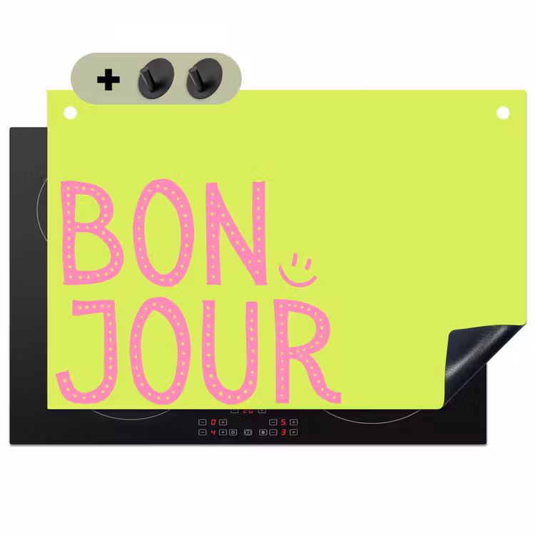 Groen - Smiley - Bonjour - Roze Inductie beschemer met haakjes klein -3d
